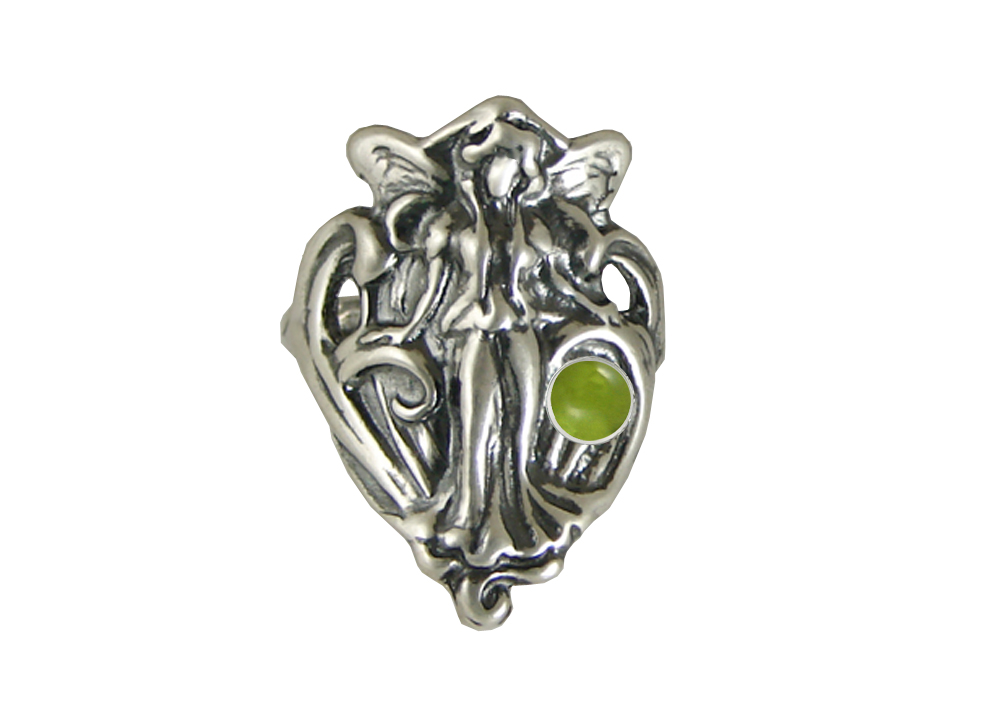 Sterling Silver Queen Mab Fairy Ring With Peridot Size 10